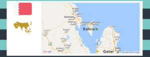 Map and flag of Bahrain.