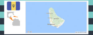 Map and flag of Barbados.