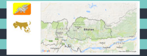 Map and flag of Bhutan.