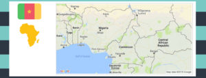 Map and flag of Cameroon.