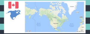 Map and flag of Canada.