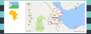Map and flag of Djibouti.