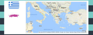 Map and flag of Greece.