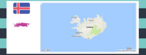 Map and flag of Iceland.