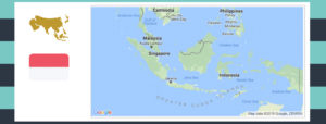 Map and flag of Indonesia.