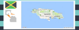 Map and flag of Jamaica.