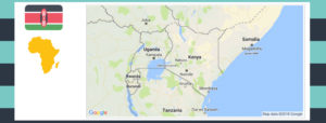 Map and flag of Kenya.