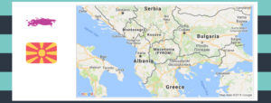 Map and flag of Macedonia.