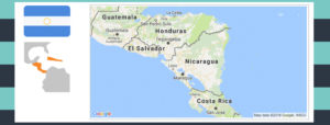 Map and flag of Nicaragua.