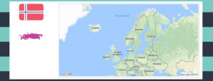 Map and flag of Norway.