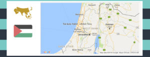 Map and flag of Palestine.