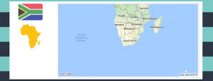 Map and flag of South Africa.