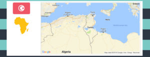 Map and flag of Tunisia.