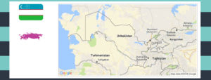 Map and flag of Uzbekistan..