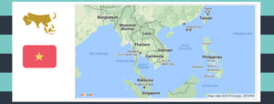 Map and flag of Vietnam.
